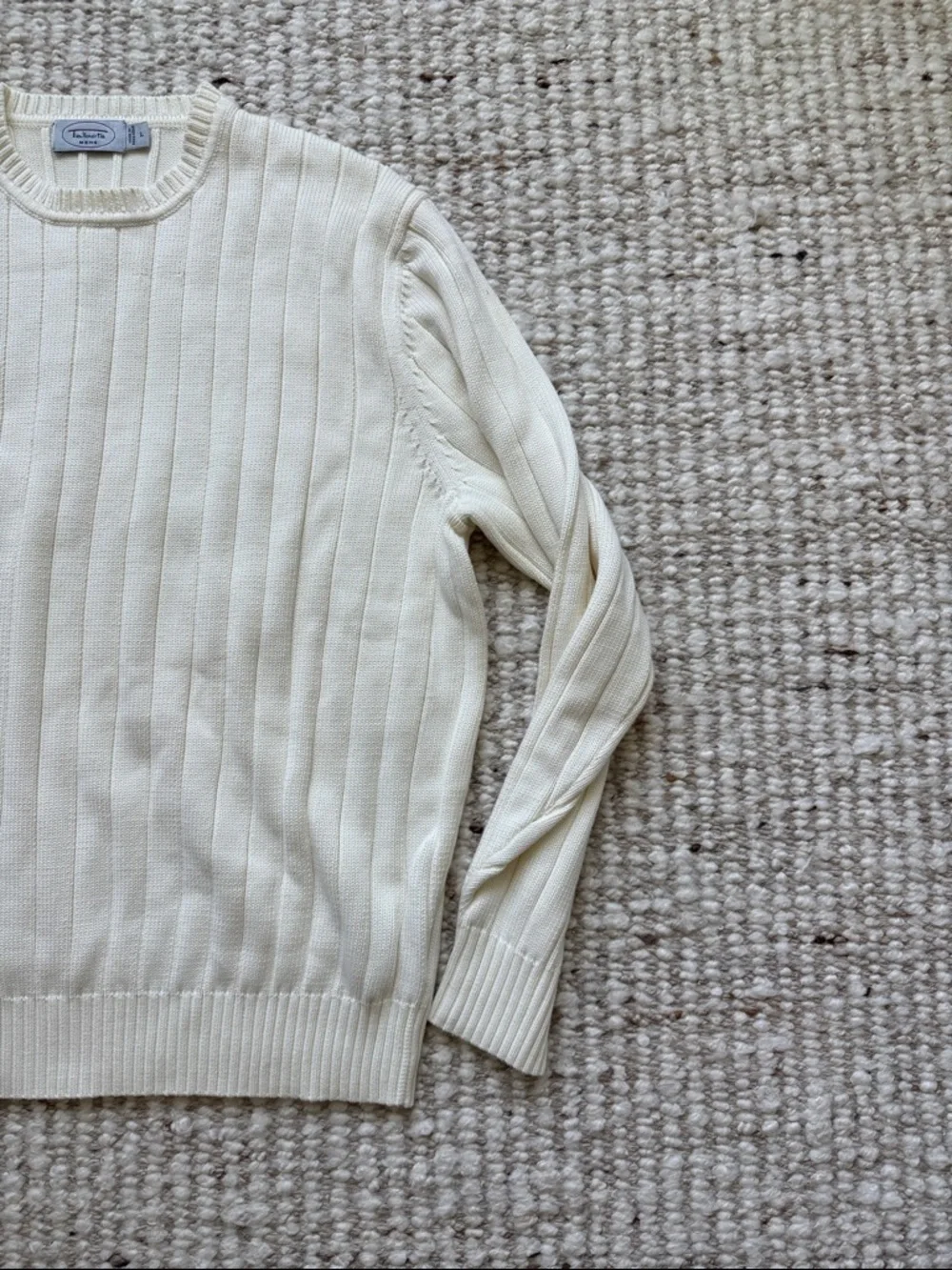 Talbots Vintage Ribbed Cotton Sweater L Butter Yellow Crewneck Minimal Classic